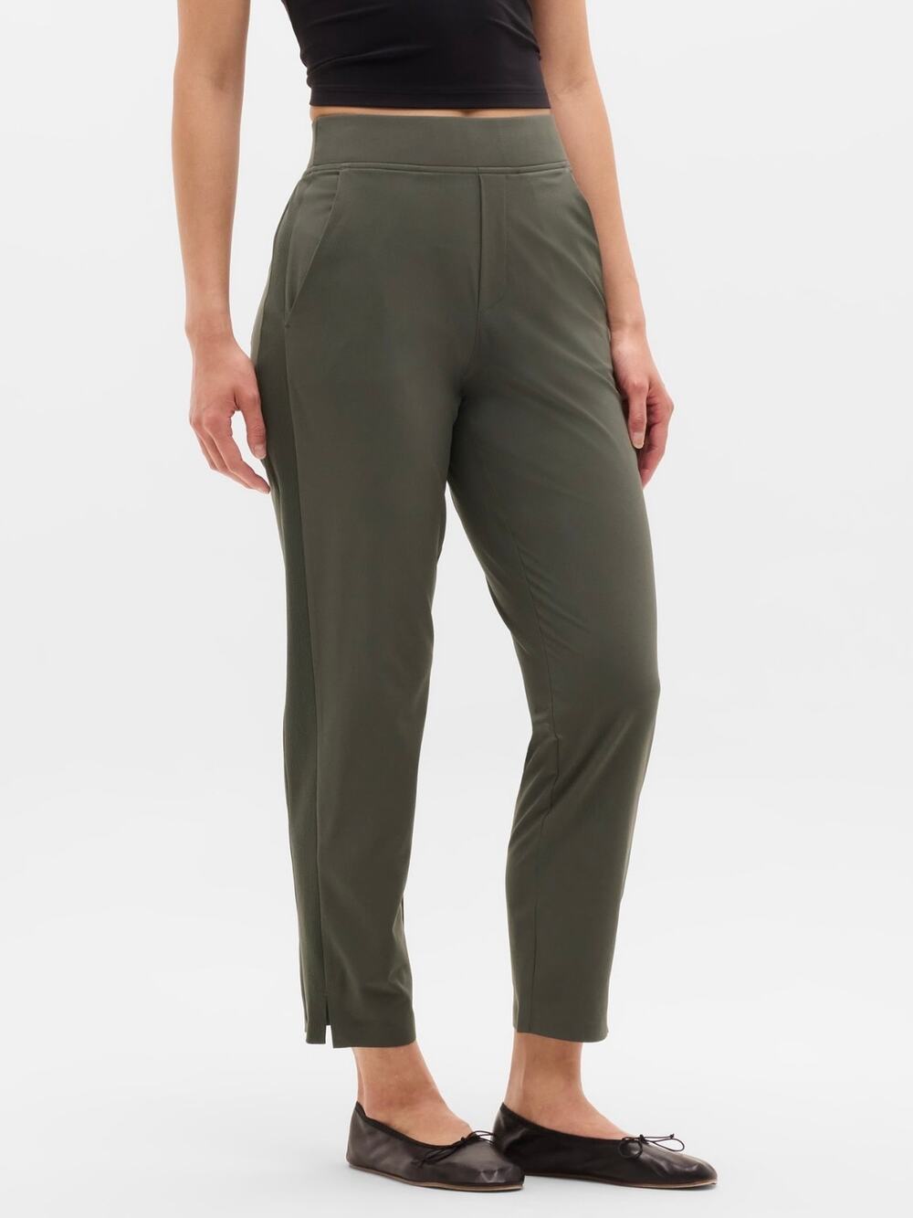 Athleta Brooklyn Mid Rise Ankle Pant Olive Green Size 6